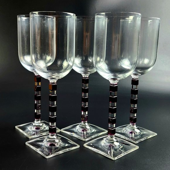 Vintage - White Wine Viewpoint Amethyst by MIKASA - Set of 5